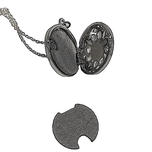 Sunflower essential oil “locket” diffuser necklace & rhinestones on silver chain - Picture 13 of 15